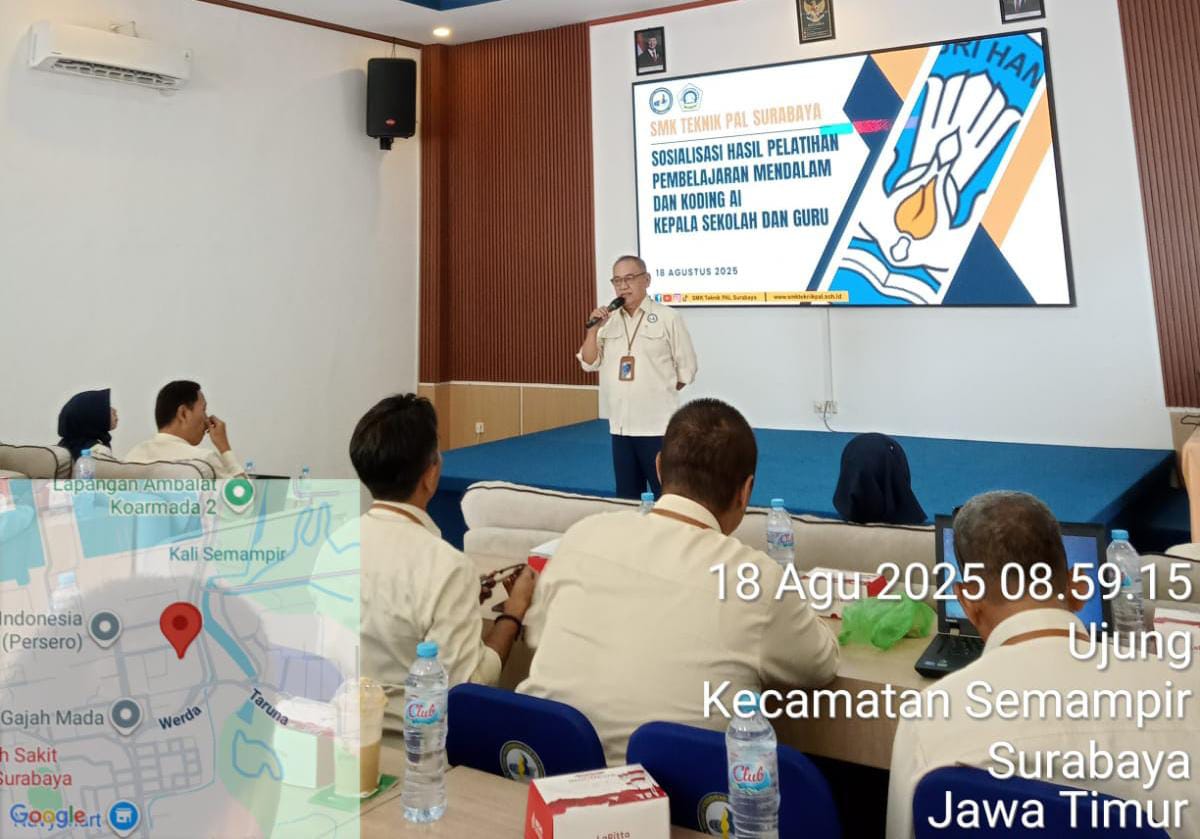 Sosialisasi Hasil Pelatihan Pembelajaran Mendalam dan Koding Kecerdasan Artifisial di SMK Teknik PAL Surabaya